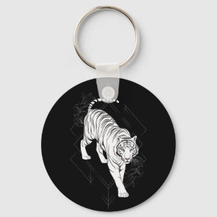 Porte-clés Art du tigre blanc japonais