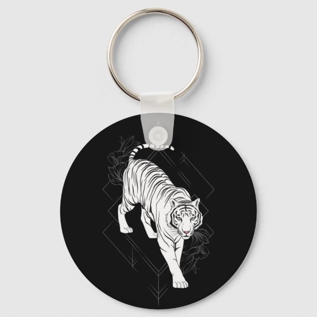 Porte-clés Art du tigre blanc japonais (Recto)