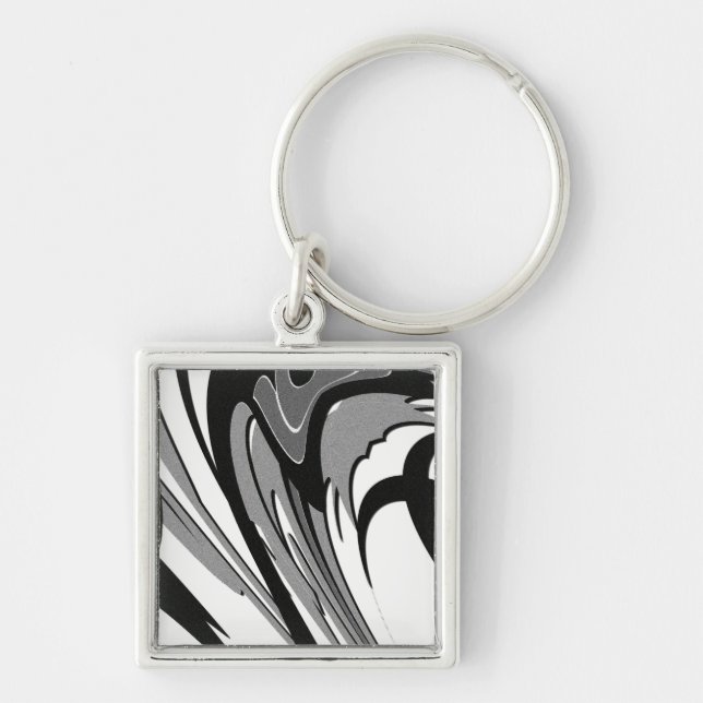 Porte-clés Art en forme noir et blanc (Devant)