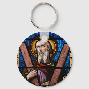 Porte-clés Art en verre souillé de St Andrew (apôtre Andrew)