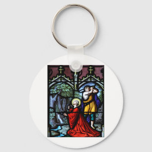 Porte-clés Art en verre souillé du martyre de Barbara de