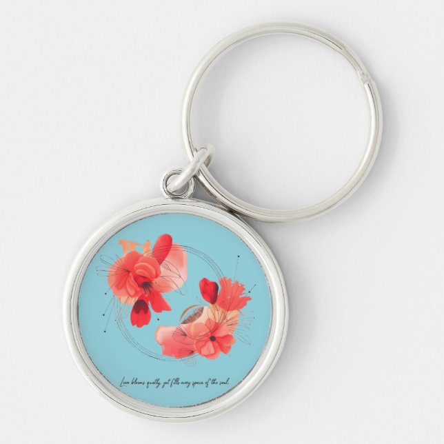 Porte-clés Art floral abstrait élégant de corail  (Devant)