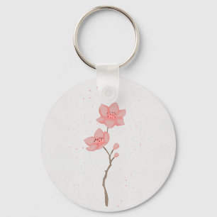 Porte-clés Art floral minimaliste rose Sakura fleur de cerisi