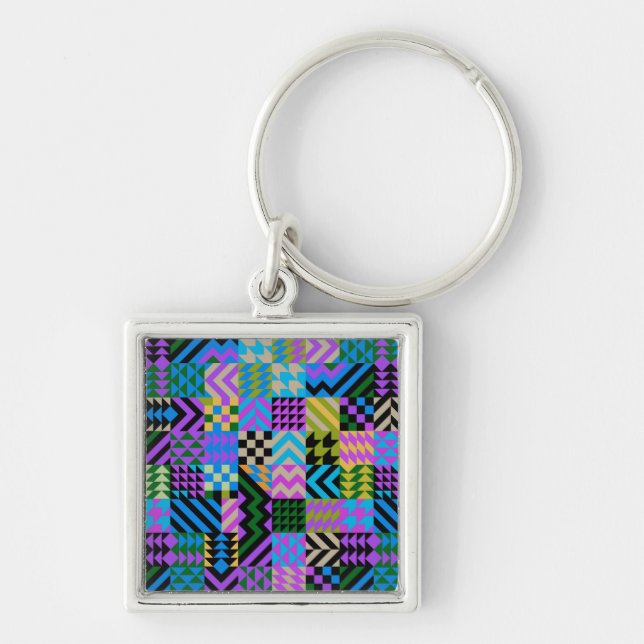 Porte-clés Art folklorique tribal - Bleu (Devant)