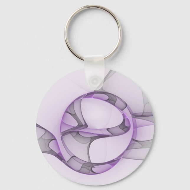 Porte-clés Art fractal abstrait moderne lavande gris (Recto)