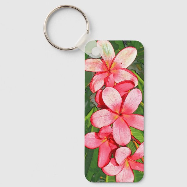 Porte-clés Art Frangipanier Tropical Rose (Recto)
