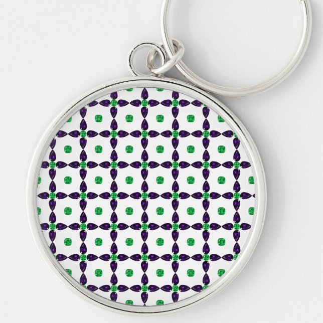 Porte-clés Art Gemstone, vert et violet (Devant)