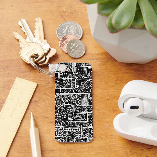 Porte-clés Art Géométrique Noir Et Blanc 2 (Bureau)