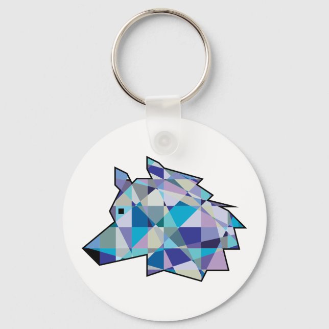 Porte-clés Art graphique original Wolf Head | Profil du visag (Recto)