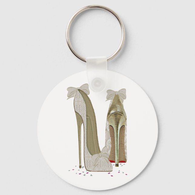 Porte-clés Art mariage à talons hauts (Recto)