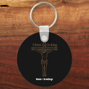 Porte-clés Art minimaliste de la Crucifixion en or Christ est