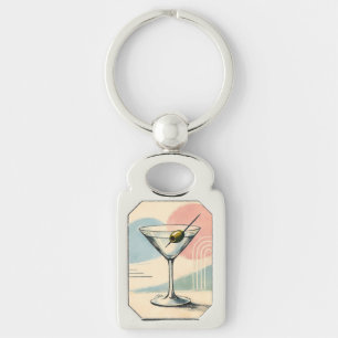Porte-clés Art minimaliste pastel martini moderne du milieu d