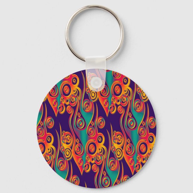 Porte-clés Art Motif tatouage - flammes & cercles (Recto)