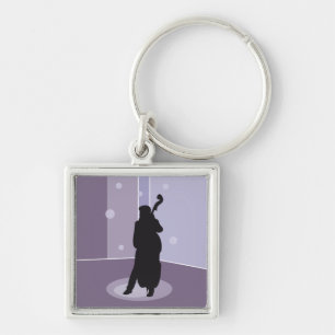 Porte-clés Art musical minimaliste silhouette contrebasse