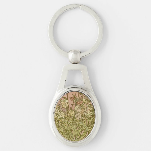 Porte-clés Art Nouveau Alphonse Mucha Fleurs de carnation flo (Devant)