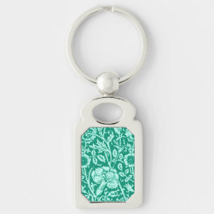 Porte-clés Art Nouveau Carnation Damask, Turquoise