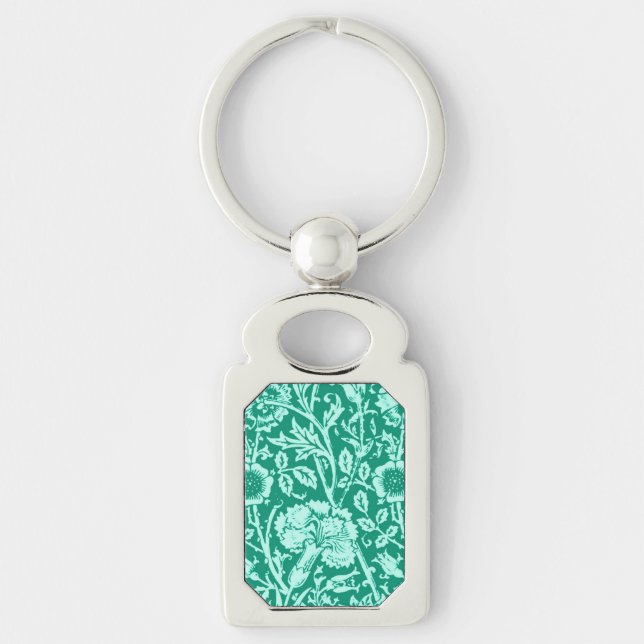 Porte-clés Art Nouveau Carnation Damask, Turquoise (Devant)