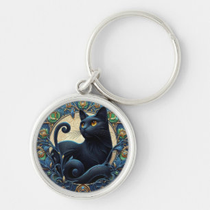 Porte-clés Art Nouveau Chat noir Porte - clé celtique