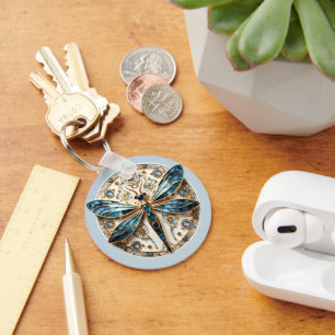 Porte-clés Art Nouveau Dragonfly Sapphires Or élégant