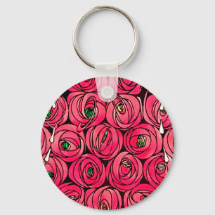 Porte-clés Art Nouveau rose Macintosh Stylisé