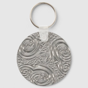 Porte-clés Art nouveau victorien élégant en argent