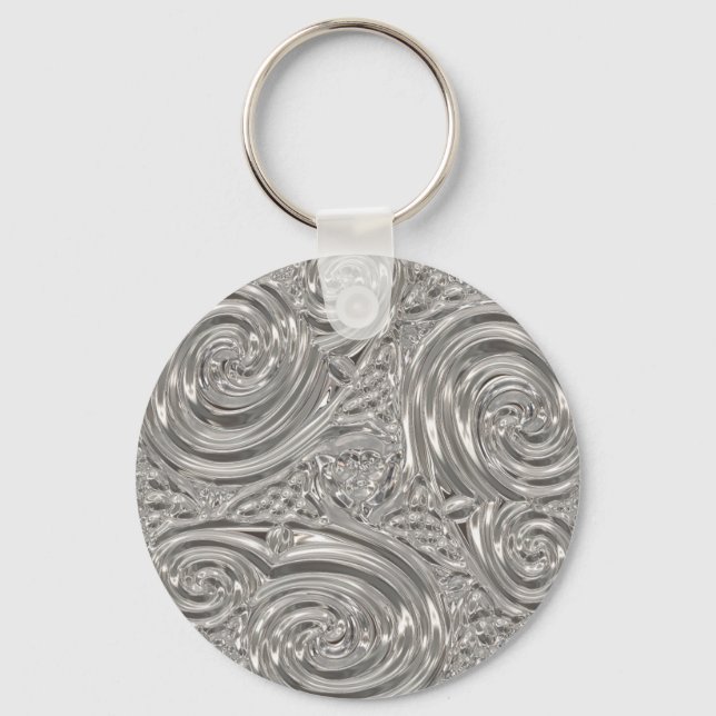 Porte-clés Art nouveau victorien élégant en argent (Recto)