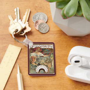 Porte-clés Art nouveau victorien vintage par Alphonse Mucha