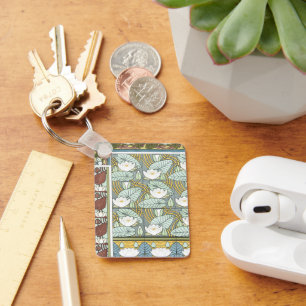 Porte-clés Art Nouveau vintage, Fleurs Jardins Nénuphars