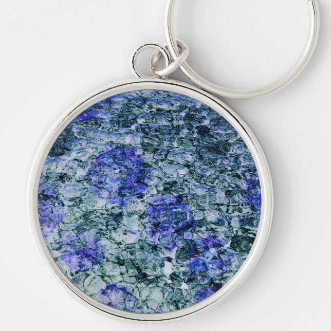 Porte-clés Art numérique d'aquarelle bleue arrière - plan abs (Devant)