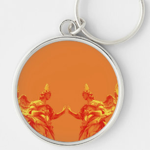 Porte-clés Art numérique de couleur orange avec sculptures