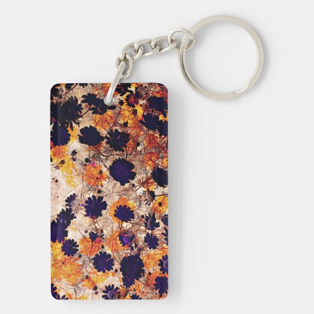Porte-clés Art numérique fleuri à fleur marguerite jaune (Dos)