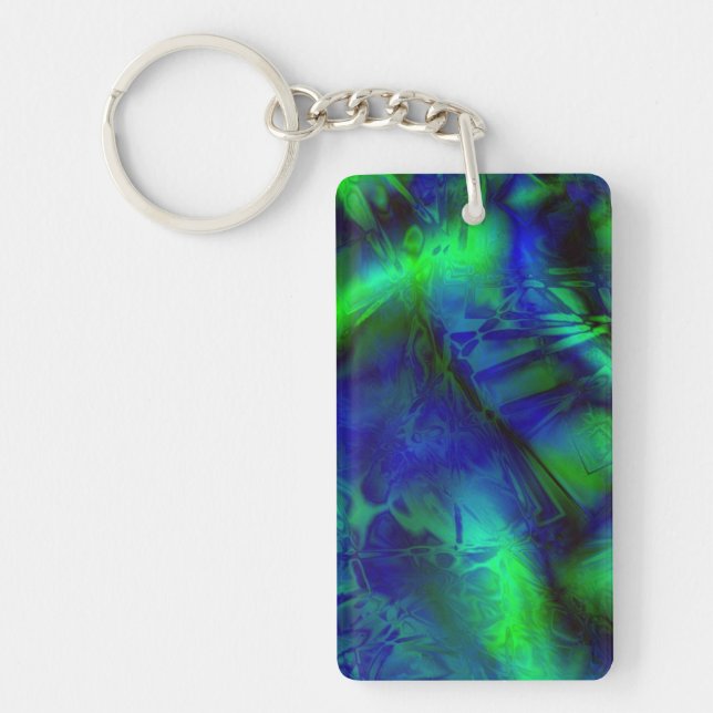 Porte-clés Art numérique Motif Abstrait bleu et vert (Devant)