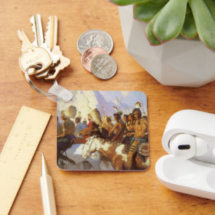Porte-clés Art occidental vintage, Parti de guerre indien par
