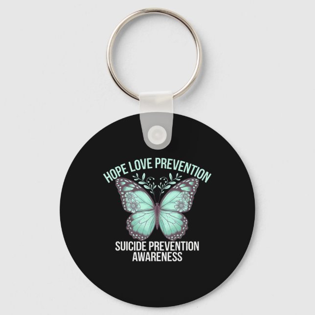 Porte-clés Art Papillon Aqua Répandre la prévention du suicid (Recto)