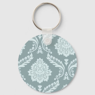 Porte-clés Art Rococo Damassé I Bleu Canard+Turquoise