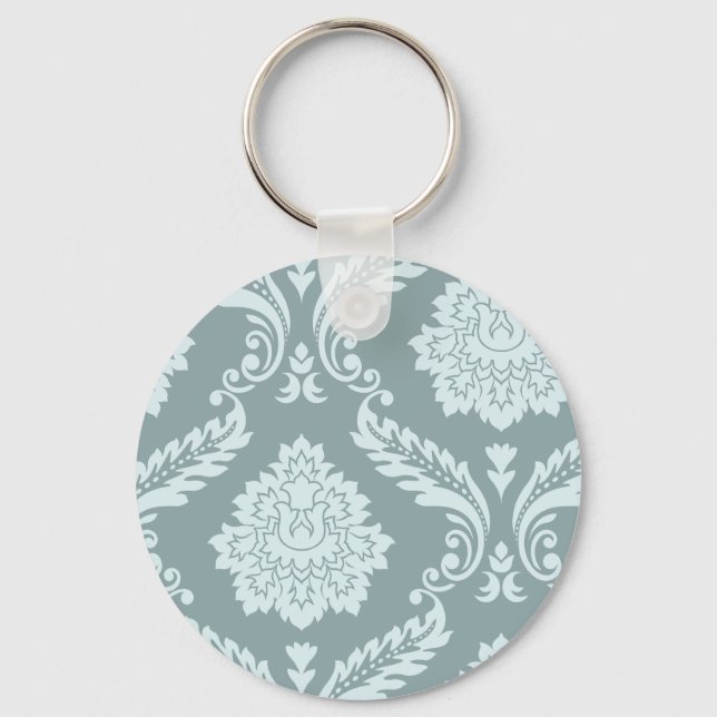 Porte-clés Art Rococo Damassé I Bleu Canard+Turquoise (Recto)