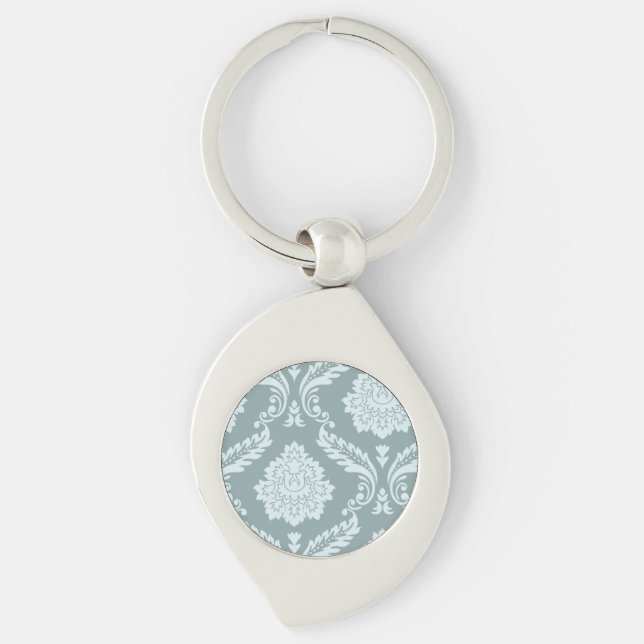 Porte-clés Art Rococo Damassé I Bleu d'Oeuf de Canard+Turquoi (Devant)
