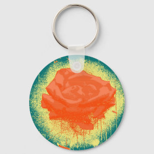 Porte-clés Art vintage de la rose rouge