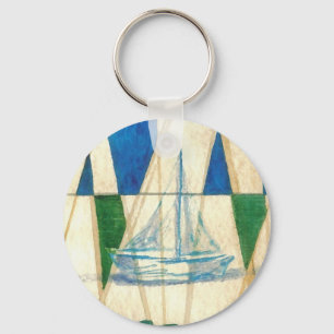 Porte-clés Art vintage de regard d'aquarelle de navigation de