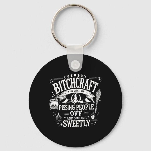 Porte-clés Artisanat Drôle Sorcière Witchy Saison Éffrayante  (Recto)