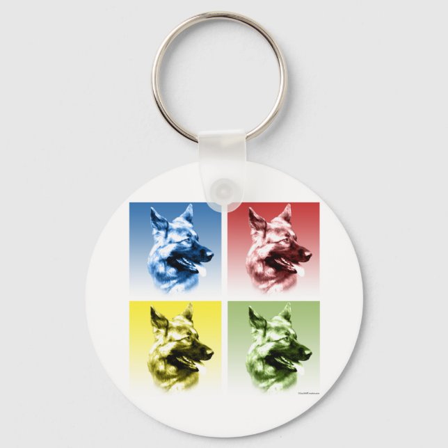 Porte-clés Artiste-berger allemand Chien Pop Art (Recto)