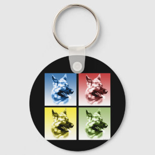 Porte-clés Artiste-berger allemand Chien Pop Art