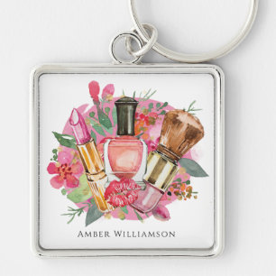 Porte-clés Artiste de Maquillage Beauté Florale Rose Moderne