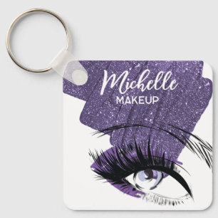 Porte-clés Artiste en Maquillage des Yeux Pailleté Violet Gla
