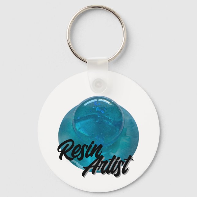 Porte-clés Artiste en Résine Sphère Bleue  (Recto)