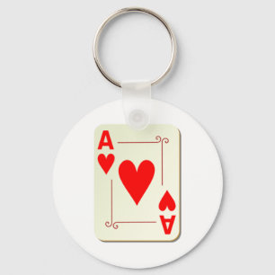 Porte-clés As de carte de jeu de coeurs