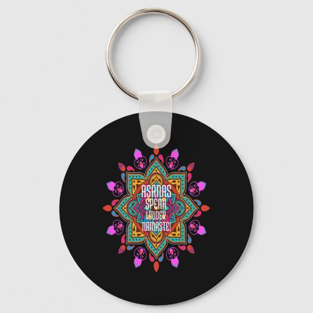 Porte-clés Asanas Coulent Plus Fort Avec Namaste Mandala Vibr (Recto)