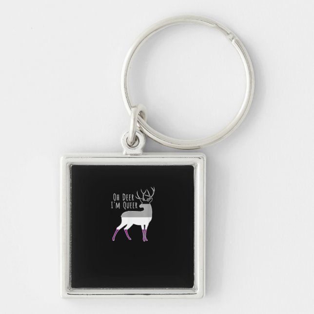 Porte-clés Asexual Flag Oh Deer Queer Pride Funny LGBT Design (Devant)
