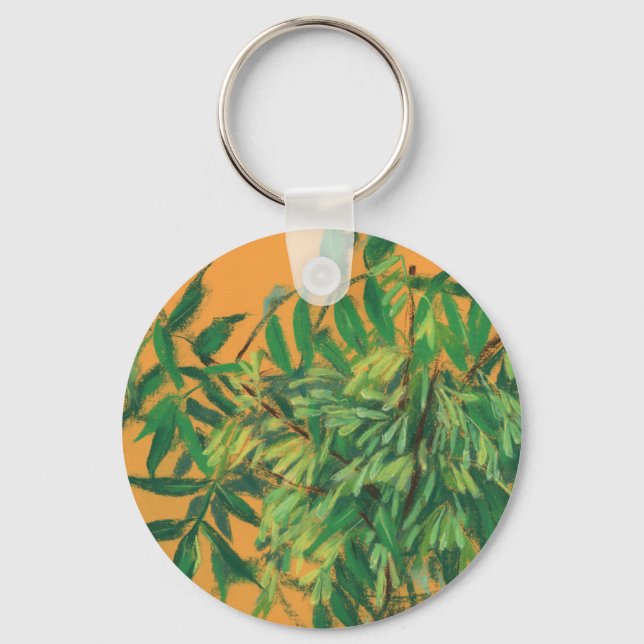 Porte-clés Ash-Tree, Green Leaves Floral Art Painting Yellow (Recto)