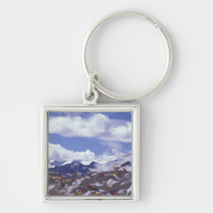 Porte-clés Asie, Chine, Tibet, col de Tangla. Drapeaux de pri